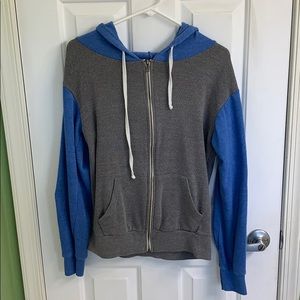 Gray and blue zip up jacket size large for juniors